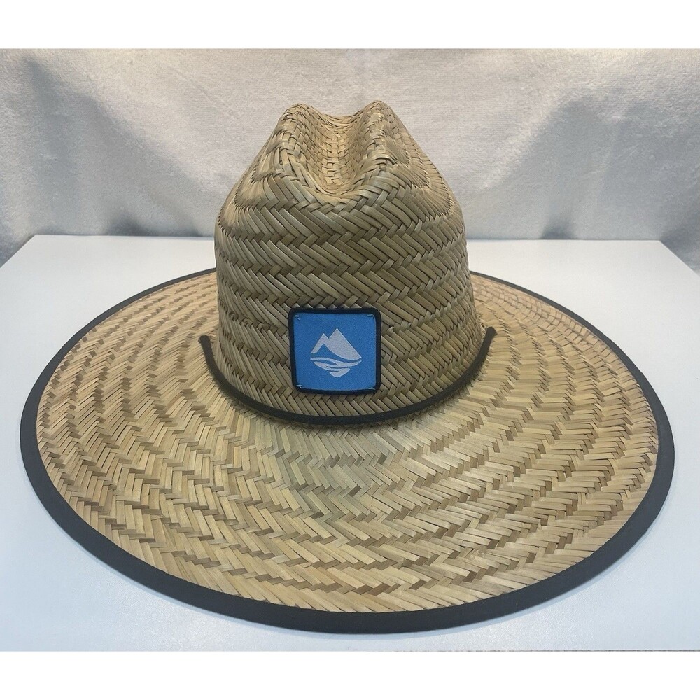 Ocean + Coast Unisex One Size Straw Hat Wide Brim Chin Strap Beige/Black